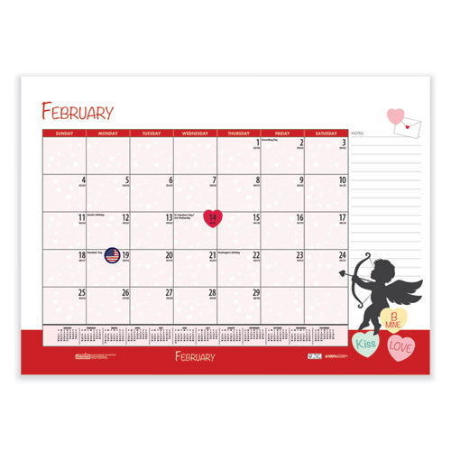 Recycled Desk Pad Calendar, Illustrated Seasons Artwork, 22 X 17, Black Binding/corners,12-month (jan To Dec): 2026
