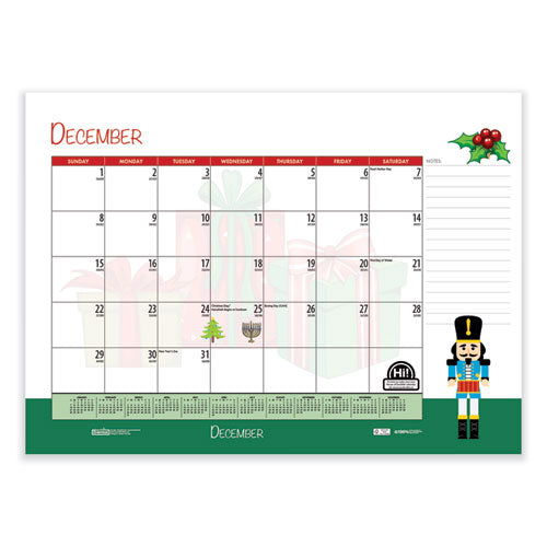 Recycled Desk Pad Calendar, Illustrated Seasons Artwork, 22 X 17, Black Binding/corners,12-month (jan To Dec): 2026