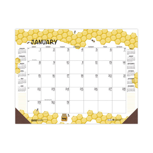 Recycled Honeycomb Desk Pad Calendar, Honeycomb Artwork, 18.5 X 13, White/multicolor Sheets, 12-month (jan To Dec): 2026
