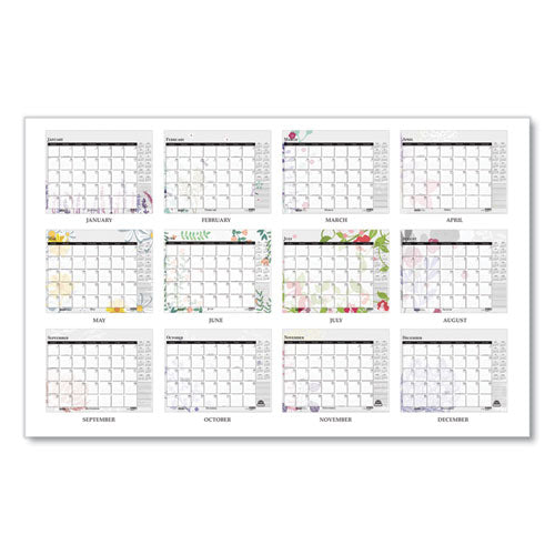 Recycled Desk Pad Calendar, Wild Flowers Artwork, 22 X 17, White Sheets, Black Binding/corners,12-month (jan-dec): 2026