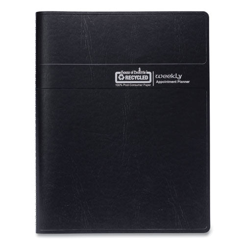 Recycled Weekly Appointment Book Ruled Without Appointment Times, 8.75 X 6.88, Black Cover, 12-month (jan To Dec): 2026