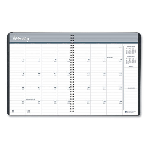 Monthly Hard Cover Two-year Planner, 11 X 8.5, Black Cover, 24-month: Jan 2026 To Dec 2027