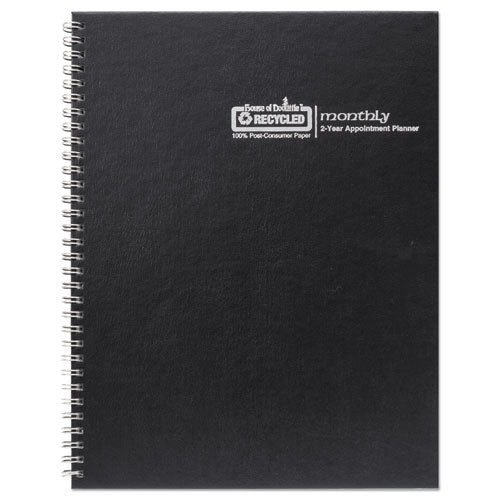 Monthly Hard Cover Two-year Planner, 11 X 8.5, Black Cover, 24-month: Jan 2026 To Dec 2027