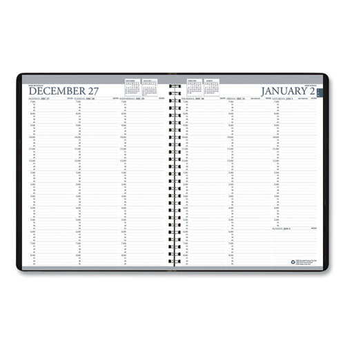 Recycled Professional Weekly Planner, 15-minute Appts, 11 X 8.5, Black Wirebound Soft Cover, 24-month: Jan 2026 To Dec 2027