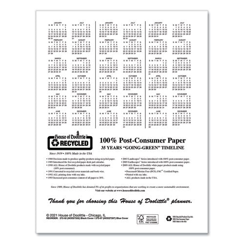 Recycled Professional Weekly Planner, 15-minute Appts, 11 X 8.5, Blue Wirebound Soft Cover, 12-month (jan To Dec): 2026