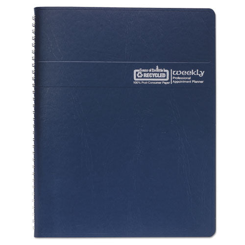 Recycled Professional Weekly Planner, 15-minute Appts, 11 X 8.5, Blue Wirebound Soft Cover, 12-month (jan To Dec): 2026