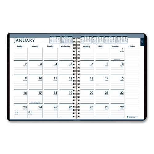 Recycled Monthly Weekly 7 Day Planner, 8.75 X 6.88, Black Cover, 12-month (jan To Dec): 2026