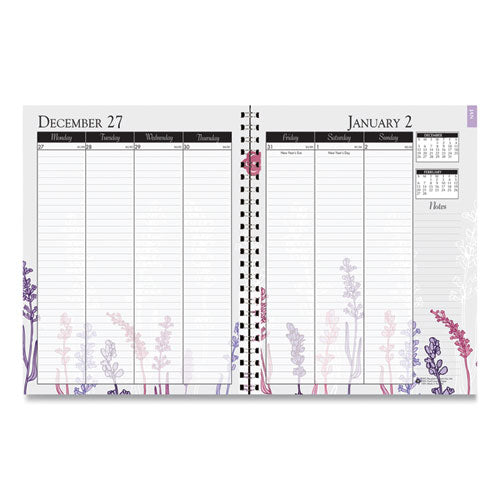 Recycled Wild Flower Weekly/monthly Planner, Wild Flowers Artwork, 9 X 7, Gray/white/purple Cover, 12-month (jan-dec): 2026
