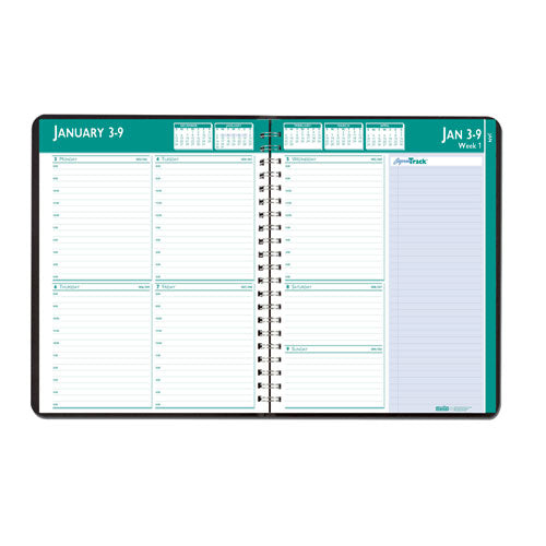 Express Track Recycled Weekly Appointment Book/monthly Planner, 11 X 8.5, Black Cover, 13-month: Jan 2026 To Jan 2027