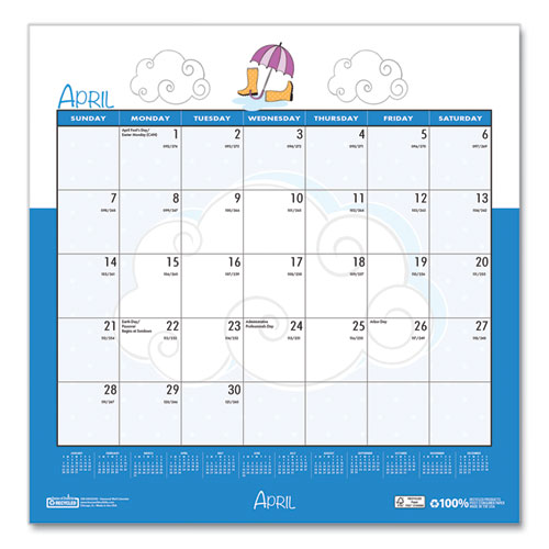 Recycled Seasonal Wall Calendar, Illustrated Seasons Artwork, 12 X 12, 12-month (jan To Dec): 2026