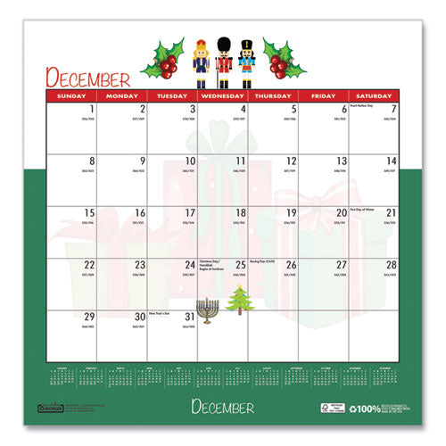 Recycled Seasonal Wall Calendar, Illustrated Seasons Artwork, 12 X 12, 12-month (jan To Dec): 2026