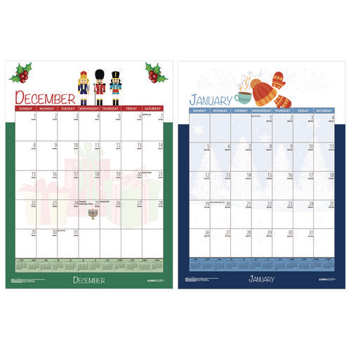 Academic Year Recycled Seasonal Wall Calendar, Illustrated Seasons Artwork, 12 X 16.5, 12-month (july To June): 2025 To 2026