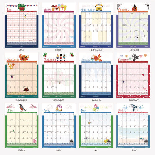 Academic Year Recycled Seasonal Wall Calendar, Illustrated Seasons Artwork, 12 X 16.5, 12-month (july To June): 2025 To 2026