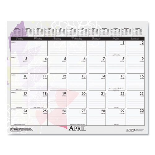Recycled Wild Flower Wall Calendar, Wild Flowers Artwork, 15 X 12, White/multicolor Sheets, 12-month (jan To Dec): 2026