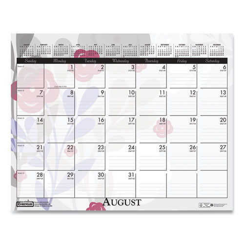 Recycled Wild Flower Wall Calendar, Wild Flowers Artwork, 15 X 12, White/multicolor Sheets, 12-month (jan To Dec): 2026