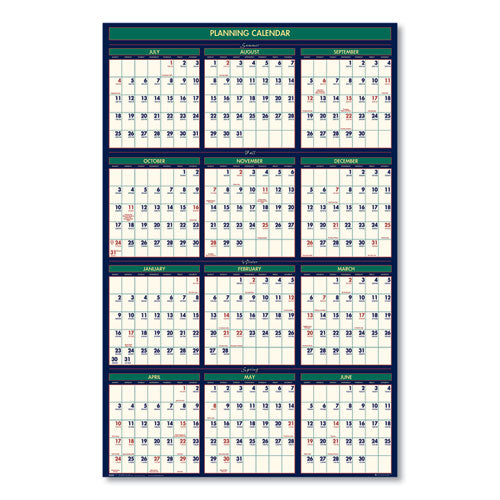 Four Seasons Business/academic Recycled Wall Calendar, 24 X 37, 12-month (july-june): 2025-2026, 12-month (jan To Dec): 2026