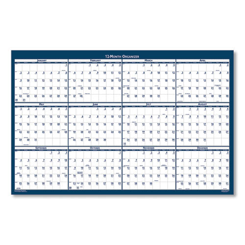 Recycled Poster Style Reversible/erasable Yearly Wall Calendar, 18 X 24, White/blue/gray Sheets, 12-month (jan To Dec): 2026