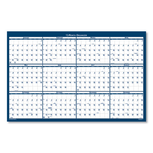 Recycled Yearly Reversible Wall Calendar Non-laminated, 24 X 37, White/blue Sheets, 12-month (jan To Dec): 2026