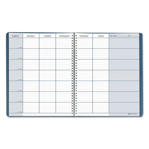 Recycled Teacher's Planner, Weekly, 7 Classes, Blue Cover, 11 X 8.5 Sheets, 45-week Span
