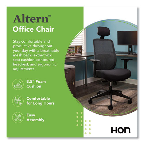 Altern Mesh Mid-back Task Chair, 17.95 To 21.1 Seat Height, Black Seat, Black Back, Black Base