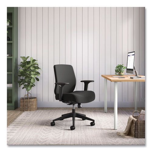 Altern Upholstered Low-back Task Chair, 16.5 To 19.56 Seat Height, Black Seat, Black Back, Black Base