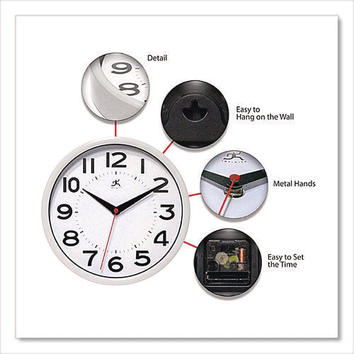 Metro Wall Clock, 9" Diameter, Silver Case, 1 Aa (sold Separately)