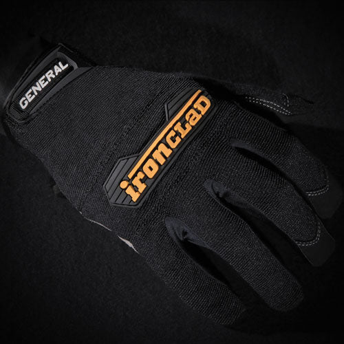 General Utility Gloves, En388: 2132, 9" Long, Medium, Black, Pair