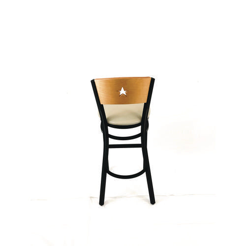 Liberty Series Barstool, Supports Up To 300 Lb, 28.5" Seat Height, Taupe Seat, Natural Back, Black Base