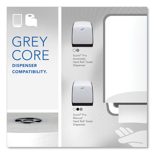 Pro Hard Roll Paper Towels With Absorbency Pockets For Scott Pro Dispenser, Gray Core Only, 1-ply, 7.5" X 900 Ft, 6 Rolls/ct