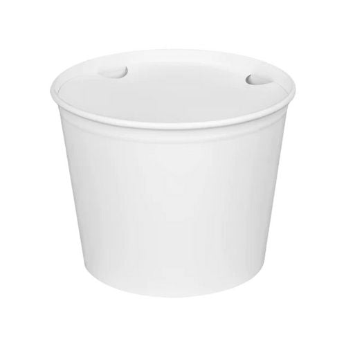 Food Bucket With Lid, 85 Oz, 7.36" Diameter X 6" H, White, Paper, 180/carton