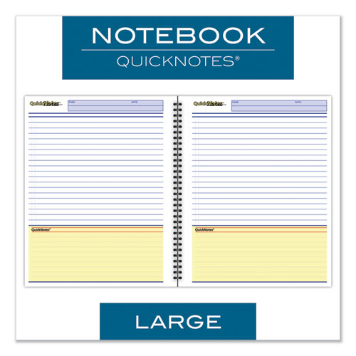 Wirebound Guided Business Notebook, Quicknotes List-management Format, Dark Gray Linen Cover, (80) 11 X 8.5 Sheets