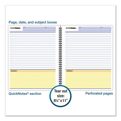 Wirebound Guided Business Notebook, Quicknotes List-management Format, Dark Gray Linen Cover, (80) 11 X 8.5 Sheets