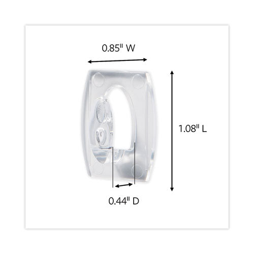 Mini Hooks, Small, Plastic, Clear, 0.5 Lb Capacity, 30 Hooks And 32 Strips/pack