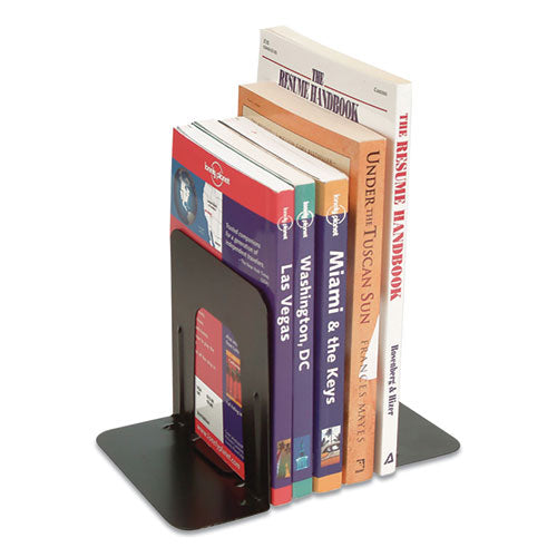 Steel Bookends, Nonskid Base, 5.88 X 8.25 X 9, Black, Pair