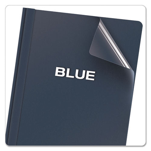 Clear Front Standard Grade Report Cover, Three-prong Fastener, 0.5" Capacity, 8.5 X 11, Clear/dark Blue, 25/box