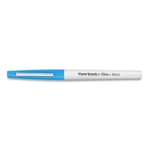 Flair Felt Tip Porous Point Pen, Stick, Bold 1.2 Mm, Assorted Ink Colors, White Pearl Barrel, 12/pack