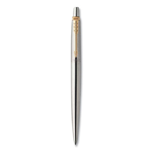 Jotter Rollerball Pen, Retractable, Medium 0.7 Mm, Black Ink, Stainless Steel Barrel