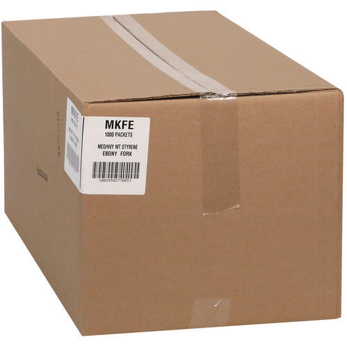 Meadoware Cutlery, Individually Wrapped, Medium Heavyweight Fork, Plastic, Black, 1,000/carton