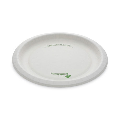 Earthchoice Pressware Compostable Dinnerware, Plate, Paper, 10" Dia, White, 300/carton