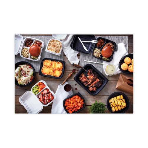 Earthchoice Smartlock Microwavable Mfpp Hinged Lid Container, 3 Compartments, 8.31 X 8.35 X 3.1, White, Plastic, 200/carton