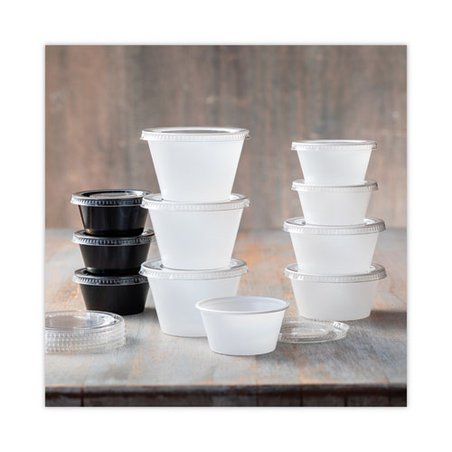 Plastic Portion Cup Lid, Fits 1.5 Oz To 2.5 Oz Portion Cups, Clear, 100/pack, 24 Packs/carton