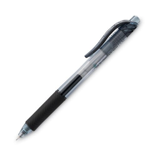 Energel-x Gel Pen, Retractable, Fine 0.5 Mm, Black Ink, Clear/black Barrel, Dozen