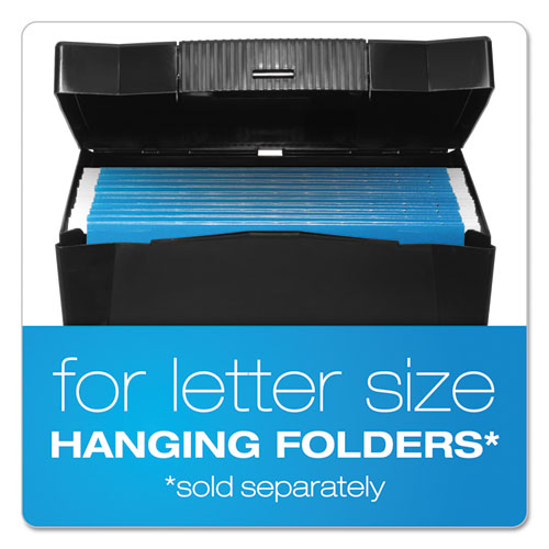 Portable Letter Size File Box, Letter Files, 13.5" X 10.25" X 10.88", Black