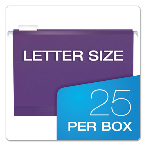 Colored Reinforced Hanging Folders, Letter Size, 1/5-cut Tabs, Assorted Bold Colors, 25/box