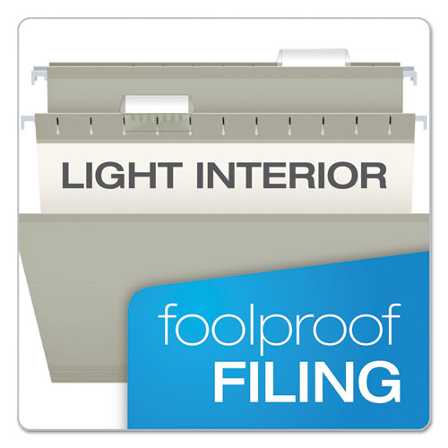 Colored Reinforced Hanging Folders, Letter Size, 1/5-cut Tabs, Gray, 25/box