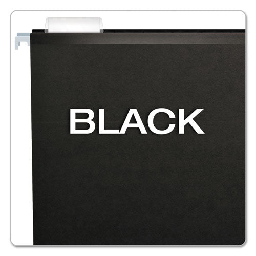 Colored Reinforced Hanging Folders, Legal Size, 1/5-cut Tabs, Black, 25/box