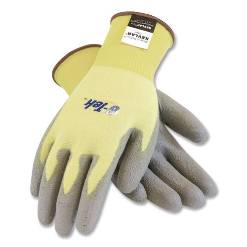 G-tek Kev Cut-resistant Seamless-knit Gloves, En388: 4231, Large (size 9), Yellow/gray, 12 Pairs