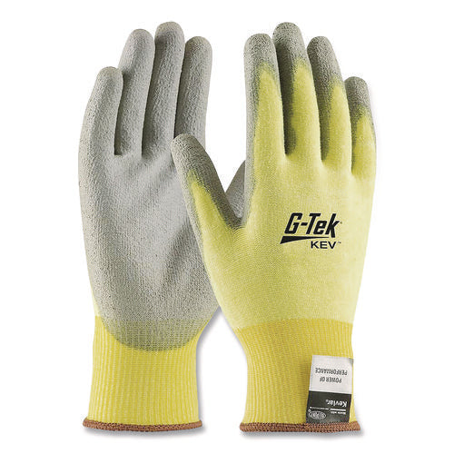 G-tek Kev Cut-resistant Seamless-knit Gloves, En388: 4231, Medium (size 8), Yellow/gray, 12 Pairs
