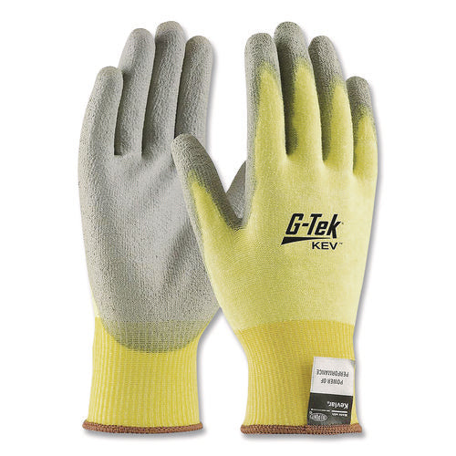 G-tek Kev Cut-resistant Seamless-knit Gloves, En388: 4231, X-large (size 10), Yellow/gray, 12 Pairs