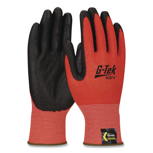 Kev Hi-vis Seamless Knit Kevlar Gloves, En388: 4x31, Xx-large, Red/black, Pair